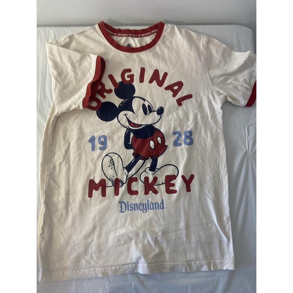 Women's Original‎ 1928 Mickey T-Shirt- Size XS- Red Collar & Sleeve Cuffs